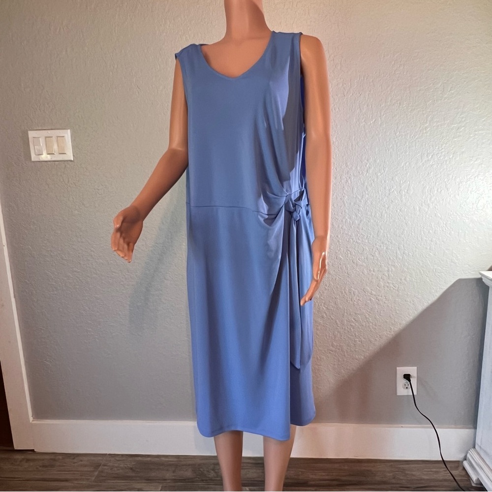 Talbots Blue Dress Sz 2X Shift Tie Waist CASUAL FORMAL RETAIL $129 NWT #141
